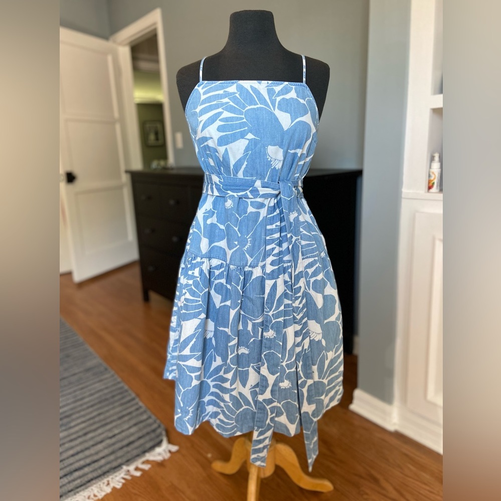 GAP Blue and White Floral Midi Dress